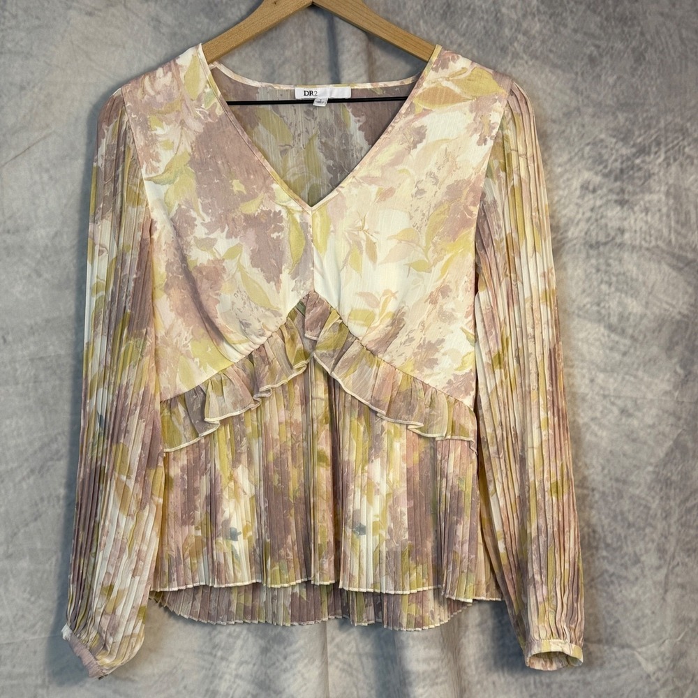 Shabby chic Ruffled Babydoll Top womens‎ Sz S pleated Cottagecore Fairy Grunge